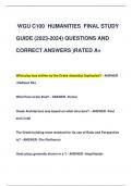 WGU C100 HUMANITIES FINAL STUDY  GUIDE (2023-2024) QUESTIONS AND  CORRECT ANSWERS )RATED A+