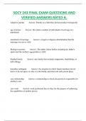 SOCY 243 FINAL EXAM QUESTIONS AND  VERIFIED ANSWERS RATED A&period;