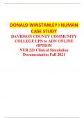 DONALD WINSTANLEY I HUMAN  CASE STUDY DAVIDSON COUNTY COMMUNITY COLLEGE LPN to ADN ONLINE OPTION NUR 221 Clinical Simulation Documentation Fall 2021