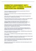 SUMMATIVE ASSESSMENT UNIT 1 CYBERSECURITY (LESSON 1-4) EXAM QUESTIONS AND ANSWERS