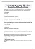 Certified Coding Associate &lpar;CCA&rpar; Exam Preparation 2018- with rationale Questions and answers latest update 2024 