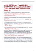 ACRP CCRC Exam Prep 2024-2025  |ACRP CCRC Exam Update Latest 2024- 2025 Questions and Correct Answers  Rated A+