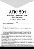 AFK1501 Assignment 2 (ANSWERS) Semester 1 2024 - DISTINCTION GUARANTEED