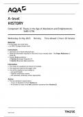 AQA A LEVEL HISTORY QUESTION PAPER 1E 2023 7042-1E: Russia in the Age of Absolutism and Enlightenment, 1682–1796.