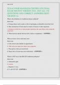 TEXAS FOOD HANDLER CERTIFICATE FINAL  EXAM&sol; RECENT VERSION 2024 -2025 ALL 150  QUESTIONS AND CORRECT ANSWERS&sol; BEST  GRADED A&plus;