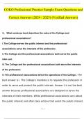COKO Professional Practice Sample Exam Questions and Answers (2024 / 2025) (Verified Answers)