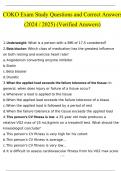 COKO Exam Study Questions and Answers &lpar;2024 &sol; 2025&rpar; &lpar;Verified Answers&rpar;
