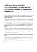 ATI Engage Mental Health RN: Foundations of Mental Health Nursing - Foundational Concepts of Mental Health Nursing 2024