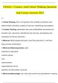 CDASA 1 Creative And Critical Thinking Questions and Correct Answers 2024/2025