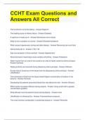 CCHT Exam Questions and  Answers All Correct