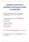 Corporals Course Exam | Answered and Graded A+ |  2024
