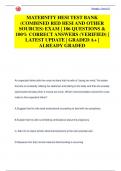 MATERNITY HESI TEST BANK  (COMBINED RED HESI AND OTHER  SOURCES) EXAM | 186 QUESTIONS &  100% CORRECT ANSWERS (VERIFIED) |  LATEST UPDATE | GRADED A+ |  ALREADY GRADED