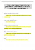 TFM01- TYPE B LICENSE: EXAM |  QUESTIONS & ANSWERS (VERIFIED) |  LATEST UPDATE | GRADED A+