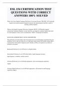 ESL 154 CERTIFICATION TEST QUESTIONS WITH CORRECT  ANSWERS 100&percnt; SOLVED