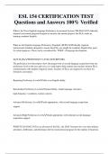 ESL 154 CERTIFICATION TEST Questions and Answers 100&percnt; Verified
