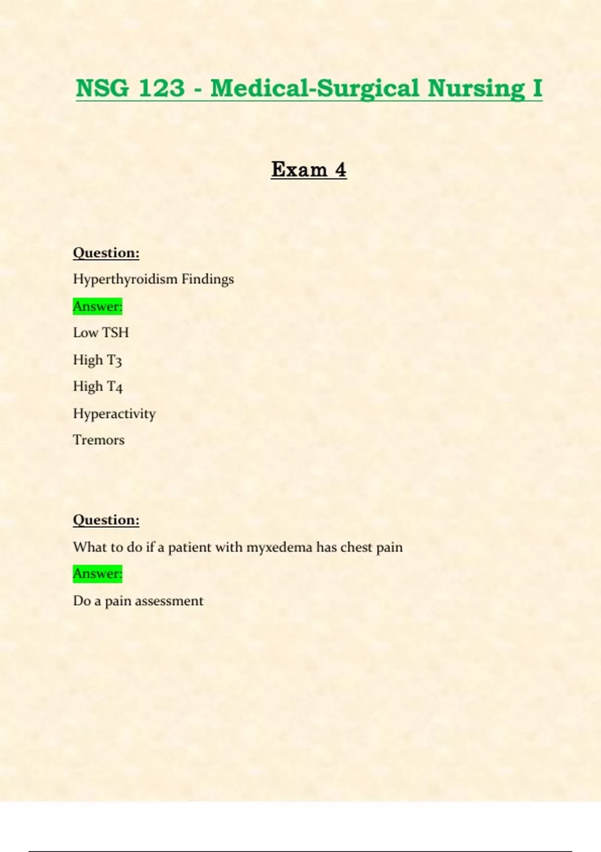 Exam 4: NSG123 / NSG 123 (Latest 2024 / 2025 Updates STUDY BUNDLE WITH ...