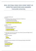 BIOL 203 FINAL EXAM 2024 CHEAT SHEET 60 EXPECTED QUESTIONS AND ANSWERS Concordia University