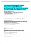 Washington Mandatory Alcohol Server Training &lpar;MAST&rpar; Test QUESTIONS WITH COMPLETE 100&percnt; VERIFIED SOLUTIONS 2024&sol;2025