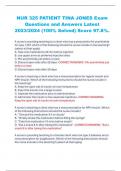 NUR 325 PATIENT TINA JONES Exam  Questions and Answers Latest 