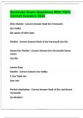 Bartender Exam Questions With 100&percnt; Correct Answers 2024