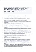 FAU BROOKS BIODIVERSITY UNIT 1 EXAM Questions and Answers (SCORED A+)