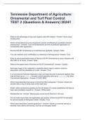 Tennessee Department of Agriculture: Ornamental and Turf Pest Control TEST 2 (Questions & Answers) 2024!!