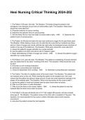 Hesi Nursing Critical Thinking 2024-2025 Exam Questions And Answers