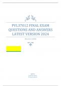 PVL37012 Final Exam  Questions and  Answers Latest  Version 2024