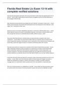 Florida Real Estate Lic Exam 13-14 with complete verified solutions