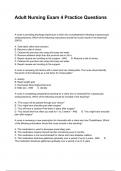 Adult Nursing Exam 4 Practice Questions