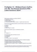 Firefighter 1C - Wildland Exam &lpar;CalFire and JBL Test Based&rpar; Questions With Latest Solutions 2024&excl;&excl;