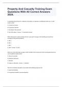 Property And Casualty Training Exam Questions With All Correct Answers 2024.