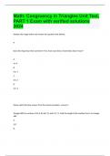 Math: Congruency in Triangles Unit Test, PART 1 Exam with verified solutions 2024
