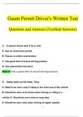 Guam Permit Driver's Written Test Questions and Answers (2024 / 2025) (Verified Answers)