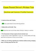 Guam Permit Driver's 2024 Written Test Questions and Answers (Verified Answers)
