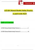 ATI RN MENTAL HEALTH ONLINE PRACTICE 2024 A & B WITH NGN QUESTIONS AND VERIFIED ANSWERS & RATIONALES / A+ GRADE