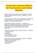 Construction Contracts Midterm Set Test Questions And Verified  Solutions