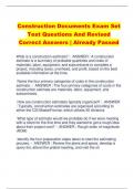 Construction Documents Exam Set  Test Questions And Revised  Correct Answers | Already Passed