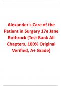Test Bank for Alexander's Care of the Patient in Surgery 17th Edition By Jane Rothrock (All Chapters, 100% Original Verified, A+ Grade)