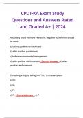 CPDT-KA Exam Study Questions and Answers Rated and Graded A+ | 2024