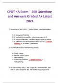 CPDT-KA Exam | 100 Questions and Answers Graded A+ Latest 2024