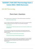NUR2407 / NUR 2407 Pharmacology Exam 1  (Latest 2022 / 2023) Rasmussen Pharm Exam 1 Questions