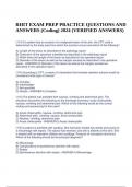 RHIT EXAM PREP PRACTICE QUESTIONS AND ANSWERS (Coding) 2024 (VERIFIED ANSWERS).