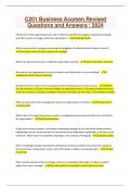 C201 Business Acumen Revised Questions and Answers &sol; 2024