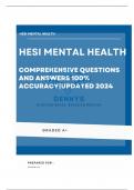 HESI Mental Health Comprehensive Questions and Answers 100% Accuracy 