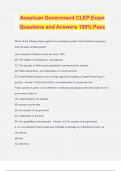 American Government CLEP Exam Questions and Answers 100% Pass