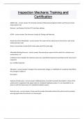 Inspection Mechanic Training and Certification Questions and answers latest update 2024 