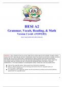 HESI A2 Grammar, Vocab, Reading, & Math Version 2 (with ANSWERS) FILES TAKEN FROM MULTIPLE DOMAINS