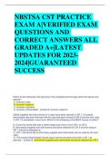 NBSTSA CST PRACTICE  EXAM A|VERIFIED EXAM  QUESTIONS AND  CORRECT ANSWERS ALL  GRADED A+|LATEST  UPDATES FOR 2023- 2024|GUARANTEED  SUCCESS