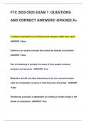 FTC 2022-2023 EXAM 1 QUESTIONS  AND CORRECT ANSWERS GRADED A&plus;